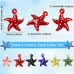 6шт 6 цвета подвески ручной работы лэмпворк&nbsp;LAMP-SC0001-49