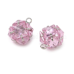 Messing-Pavé-Anhänger aus rosa Zirkonia&nbsp;CU-CBAD360-08P-03