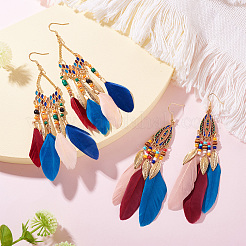 2 пара серег-перьев 2 стилей&nbsp;EJEW-TA0001-46