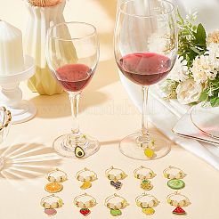 Подвески для бокалов для вина из эмалированного сплава с фруктами&nbsp;HJEW-WH00046