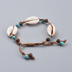 Bracciale di perline intrecciato in cotone cerato regolabile&nbsp;BJEW-JB04674-03