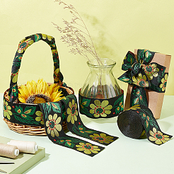 Лента из полиэстера с цветочным узором в этническом стиле&nbsp;OCOR-WH0047-47