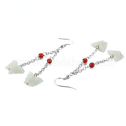 Бабочка натуральный новый нефрит висячие серьги для девочек и женщин&nbsp;EJEW-S212-002