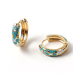 Серьги-кольца с цветочной эмалью&nbsp;LS-EJEW-G290-03G-E