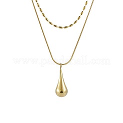 Colliers à double rangée pour femmes avec pendentif en forme de larme en acier inoxydable 304&nbsp;WG23FFF-01