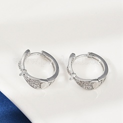 Серьги-кольца из латуни с прозрачным фианитом&nbsp;EJEW-Q016-01P