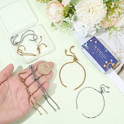 8 Stück 4 Stile verstellbar 304 Edelstahl Box Kette Schieber Armband machen&nbsp;STAS-SC0021-10