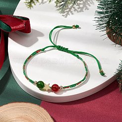 Рождественские 8 мм круглые окрашенные натуральные малайзийские нефриты&nbsp;BJEW-MZ00070-01