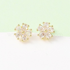 Серьги-гвоздики из латуни с микропаве и кубическим цирконием&nbsp;LS-EJEW-H174-01B-G