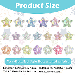 60шт 3 стиля УФ-покрытие прозрачные акриловые бусины&nbsp;MACR-YW0004-71