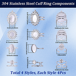 16 stücke 4 arten 304 edelstahl offene manschette ring komponenten&nbsp;STAS-SC0020-86