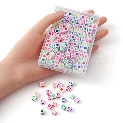 210шт 6 цвета непрозрачные белые акриловые европейские бусины&nbsp;MACR-YW0002-75A