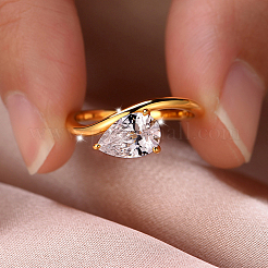 Anillos de dedo con circonita cúbica pavé de latón para mujer&nbsp;LS-ZK8046-5