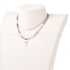 Collares con colgante de corazón de circonita cúbica micro pavé de latón&nbsp;NJEW-JN03174-02