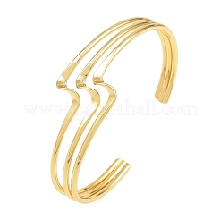 Brazaletes de latón con una línea ondulada y puño abierto para mujer&nbsp;KK-CBA5A76-02G