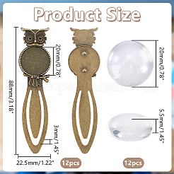 12 Stück Eule Vintage tibetischen Stil Legierung Lesezeichen Cabochon Einstellungen&nbsp;AJEW-HY0002-05