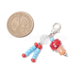 Гриб ручной работы лэмпворк и стеклянный кулон украшение&nbsp;HJEW-JM03820