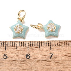 Micro pavé di zirconi chiari in ottone con charms smaltati&nbsp;CU-K002-49G-A