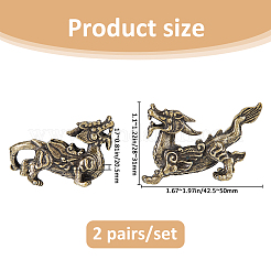 2 Paar Messing-Pixiu-Figuren als Schaudekoration&nbsp;DJEW-FH0001-38