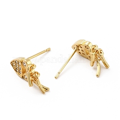 Прозрачные серьги-гвоздики в виде рыбок из кубического циркония&nbsp;EJEW-G297-27G