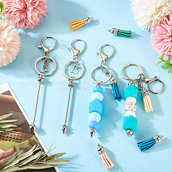 Наборы для самостоятельного изготовления брелоков из сплава и алюминиевого сплава с бусинами&nbsp;DIY-TA0012-43P