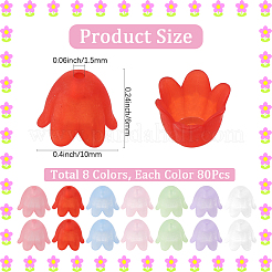 640шт 8 цвета прозрачные акриловые колпачки для бусин&nbsp;FACR-SC0001-03