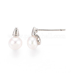 Серьги-гвоздики из латуни и натурального жемчуга&nbsp;PEAR-N020-WX12