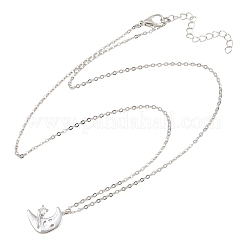 Collane con ciondolo a forma di luna sorridente con pavé di zirconi cubici trasparenti in ottone&nbsp;KK-CBA6599-04B-P