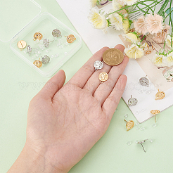 16 шт. 2-х цветная латунная фурнитура для сережек-гвоздиков&nbsp;KK-BC0010-36