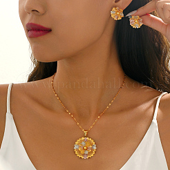 Комплекты из винтажных латунных серег-гвоздиков и ожерелий с подвесками в виде цветов для женщин&nbsp;VM6816