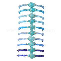 10 Stück 10-farbiges Stretch-Armband aus Glasperlen und synthetischen Türkisperlen für Damen&nbsp;BJEW-MZ00333