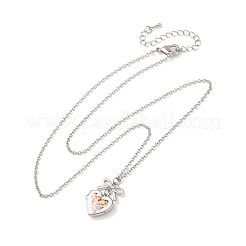 Collares con colgante de relicario fotográfico de corazón de ángel con lazo de latón esmaltado para mujer&nbsp;KK-CBAF5B9-03P