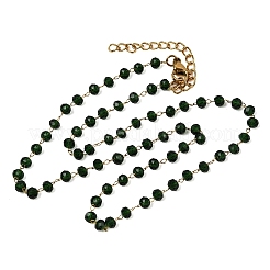 Colliers pour femmes en acier inoxydable 304 avec perles rondelles en verre facettées&nbsp;NJEW-G195-01G-09