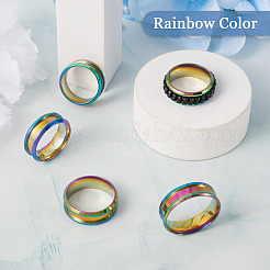 6 шт. набор из 6 колец из нержавеющей стали 201 с гравировкой и рифлением для женщин&nbsp;RJEW-YS0001-02