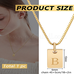 Collier avec pendentif rectangulaire en forme de lettre en acier inoxydable 1 pièce&nbsp;NJEW-LP0001-34B-G