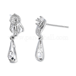 Hand aus Messing mit klarem Zirkonia-Pavé und tropfenförmigen Ohrsteckern&nbsp;KK-N232-477P-A