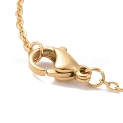 Ionenbeschichtung (IP) 304 Edelstahl Rose Münzanhänger Halskette für Frauen&nbsp;NJEW-F294-09G