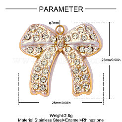 Anhänger aus Edelstahl 304 mit floralen weißen Emaille-Verzierungen&nbsp;SA-OY001-35G