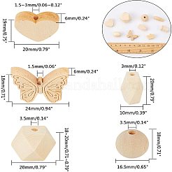 Perles de bois non finies et non teintes&nbsp;WOOD-NB0001-34