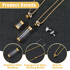 Подвеска в виде прозрачной стеклянной бутылки желаний&nbsp;NJEW-HS0001-01G