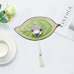 Керамическая тарелка в виде листа&nbsp;AJEW-WH20060-50B