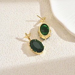 Серьги-гвоздики из латуни с кубическим цирконием овальной формы со звездой&nbsp;YW2106