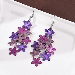 Boucles d'oreilles pendantes en forme de fleur en acier inoxydable 430&nbsp;EJEW-A137-07P-02