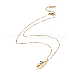 Collar con colgante de candado de corazón y ojo malvado de acero inoxidable 304 con baño de iones (IP) y esmalte para mujer.&nbsp;NJEW-P262-24G