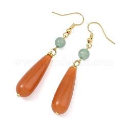 Orecchini pendenti in avventurina naturale rosso/verde&nbsp;EJEW-JE07257-01
