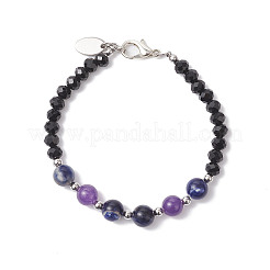 Braccialetti con perline rotonde in sodalite naturale e vetro per donna&nbsp;BJEW-JB12210-01