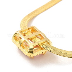 Ожерелье с прямоугольной подвеской из розового кубического циркония и плоской змеиной цепочкой для женщин&nbsp;NJEW-B082-03