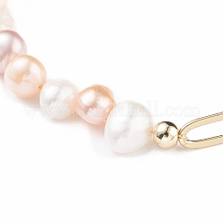 Bracelet en perles de perles naturelles avec chaînes de trombones en laiton pour femme&nbsp;BJEW-JB07920-02