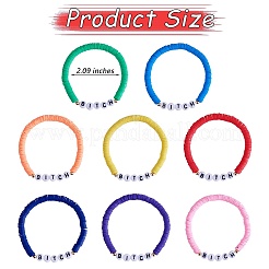 8шт 8 цвета полимерная глина Heishi Surfer стрейч браслеты набор&nbsp;BJEW-SW00084