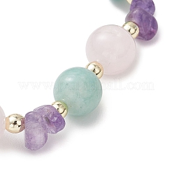 Женские эластичные браслеты из натурального мадагаскарского розового кварца&nbsp;BJEW-JB13182